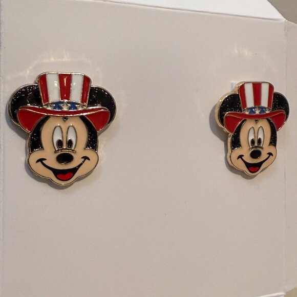 DISNEY X BAUBLEBAR PATRIOTIC MICKEY UNCLE SAM EARRINGS - Picture 2 of 4